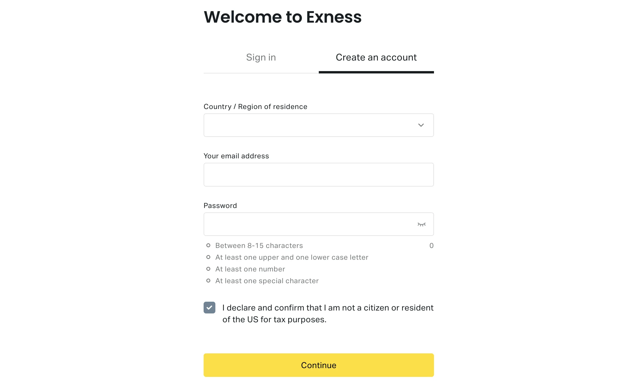 Exness Registration