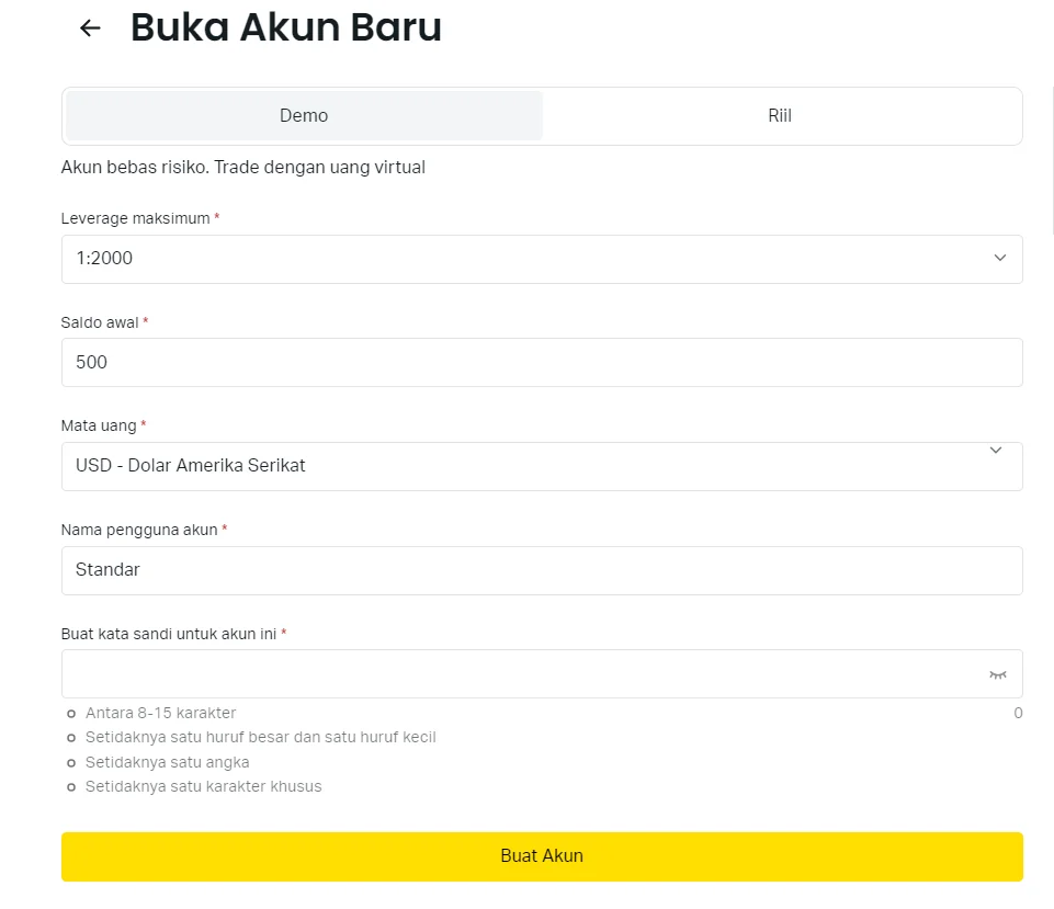 Buka Akun Demo Exness