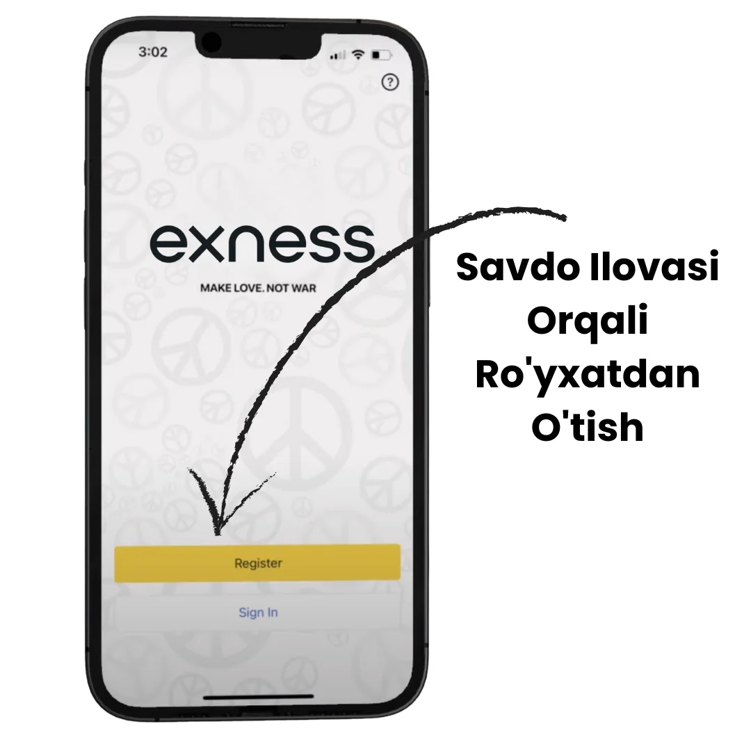 Exness mobil ilovasi orqali Exness ro'yxatdan o'tish.